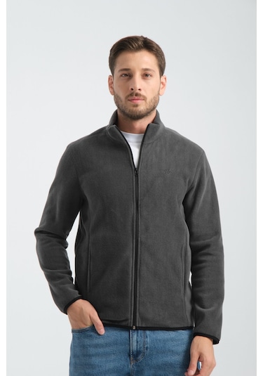 Shooter Sportswear Erkek Polar Sweatshirt Kışlık Standart Fit Outdoor Karyoka Dikiş Detaylı Füme