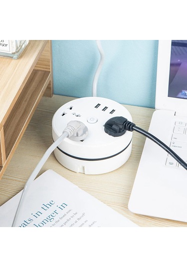 Suofeng Avize Disk Şarj Cihazı 3 Açık + 3 Usb 1.8m 2500w Hızlı Şarj 250v/10a Euro Standartı Telefon Bilgisayar Tv İçin