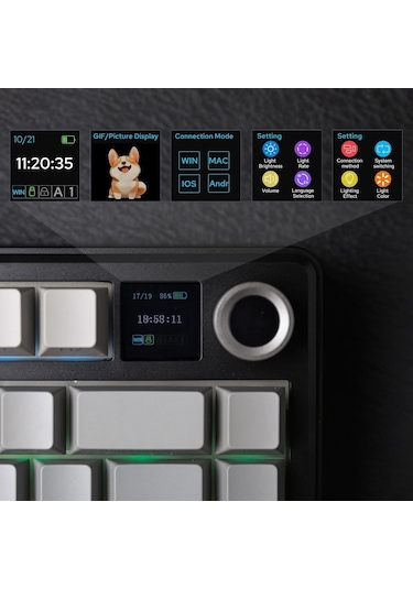 Aula F75 Max Mekanik Rgb Tkl Reaper Switch Kablosuz Makrolu Hot Swap Klavye Gri