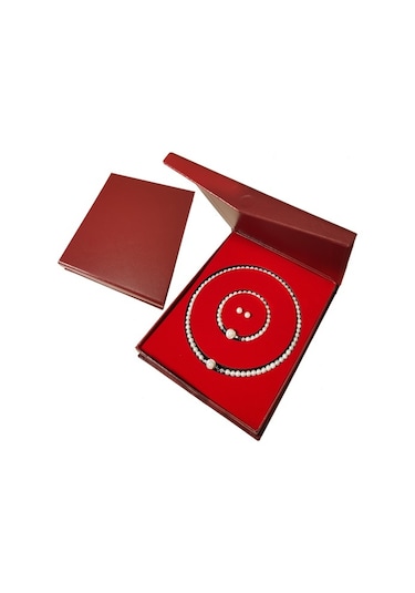 Chavin Doğal Inci Kolye Küpe Bileklik Özel Kutulu Set Ct83