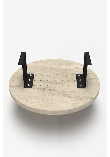 Zigon Sehpa Yan Sehpa Ayarlanabilir Tepsi Dekoratif Modern Tepsi Koltuk Sehpası Traverten Ekru