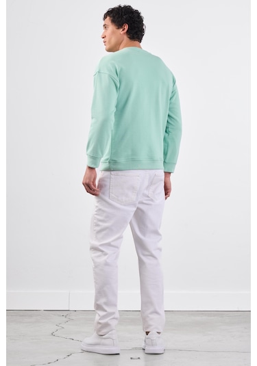 Dufy Mint Yeşili Bisiklet Yaka Regular Fit Erkek Sweatshirt Mint Yeşili