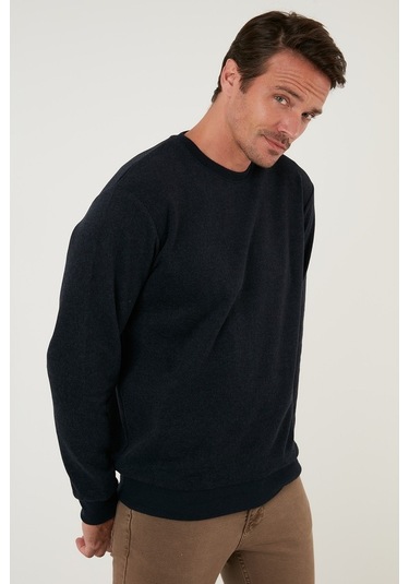 Buratti Slim Fit Bisiklet Yaka Pamuklu Erkek Kazak 456201 Lacivert