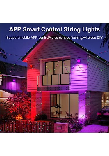 Shineyee Rgb Akıllı Bluetooth Işık Zinciri, 5m 50 Işık, App Ve Kumanda Kontrolü, Dekoratif Renkli Led Işıklar