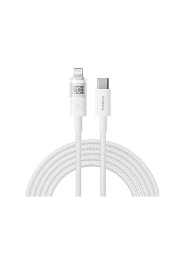 Rogfer Baseus Ekran 20w Type-c - 8 Pin Hızlı Şarj Kablosu, Uzunluk: 2m Beyaz