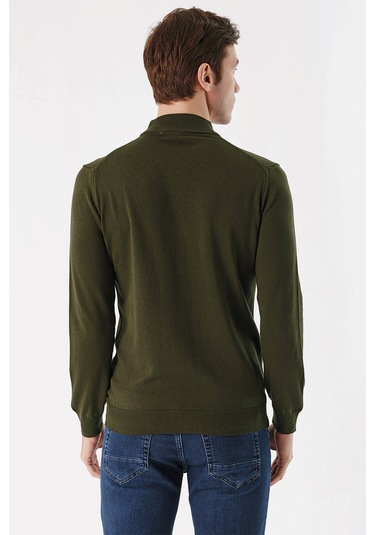 Basic Dinamik Fit Rahat Kesim Yarım Balıkçı Yaka Triko Kazak 99kc017002710 Haki