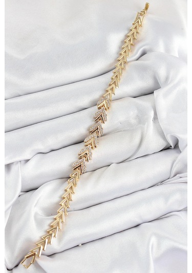 Dodes Dodes Pirinç Zirkon Taşlı Sıralı Ok Model Gold Renk Kadın Bileklik Tg27bb7525 Çok Renkli