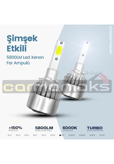 C6 Serisi Led Xenon Far Ampulü Şimşek Etkili 5800Lm Chip On Board 533060281