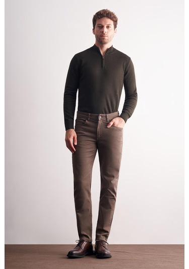 Kahverengi 5 Cep Casual Slim Fit Pamuklu 5 Cep Pantolon 1003255318 Kahverengi