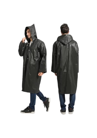 Tezzgelsin Erkek Rüzgar Geçirmez Kapüşonlu Yağmurluk Siyah