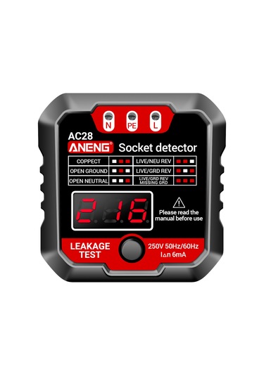 Lemestar Aneng Ac28 Siyah Amerikan Standart Soket Testeri - Polarity, Zero Fire Ground Kontrolü Ve Akıntı Tespiti İle Elektrik Güvenliği