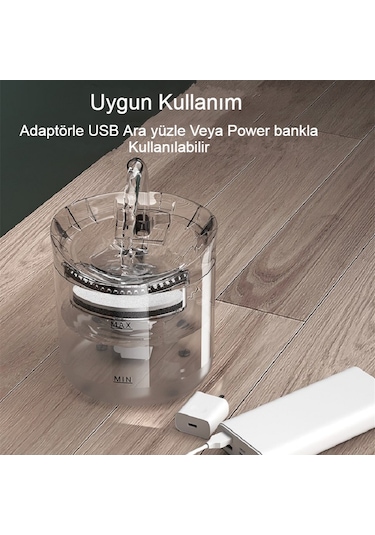 Interstech Akıllı Sessiz Kedi Sessiz Şeffaf Otomatik Pet Su Sebili