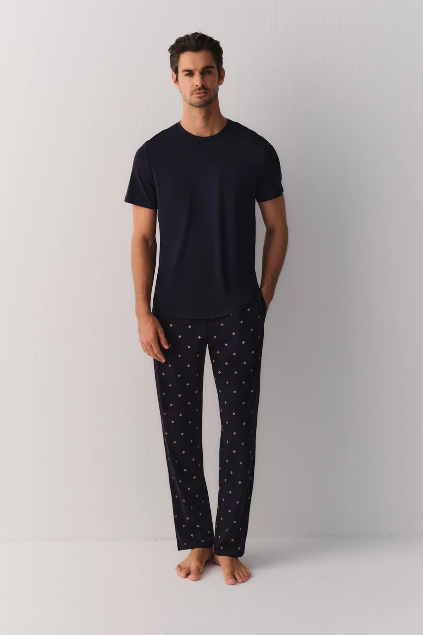 Suwen Treasure Modal Erkek Pijama Takımı Sh26424660303 Lacivert