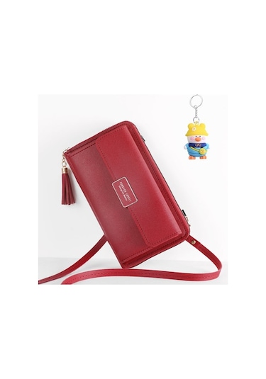 Silkroadselect Runxi Life Hall Büyük Kapasiteli Cep Telefonu Çantası Küçük Omuz Crossbody Fermuarlı Çanta Bordo - Kırmızı