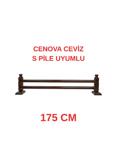 Cenova S Pile Ve Perde Düğmesi Uyumlu Çetray Çift Raylı Modern Ahşap Rustik Ceviz 175 Cm Ceviz