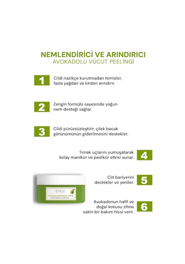 Sinoz Avokado Bomb Nemlendirici Ve Arındırıcı Vücut Peeling 300 G