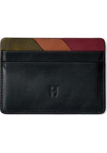 Elton Erkek Siyah Plus Color Deri İnce Tasarım Çok Bölmeli Rfid Korumalı Kartlık Siyah