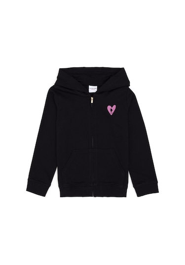 U.S. Polo Assn. Kız Çocuk Siyah Fermuarlı Basic Sweatshirt 50296390-VR046