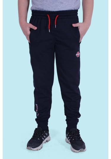 Fermuar Cep Detaylı, Yazı Baskılı Erkek Çocuk Eşofman Altı Lacivert