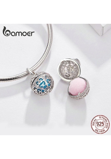 Bamoer Parfüm Madalyon Kolye Charm Yılan Bilezik Kolye Gerçek 925 Ayar Gümüş Gümüş