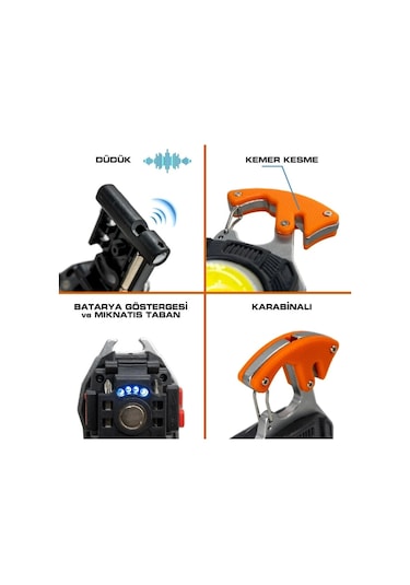 Ycl Şarjlı 15w Cob Ledli Şarjlı Çakmaklıklı Anahtarlık Kamp Feneri
