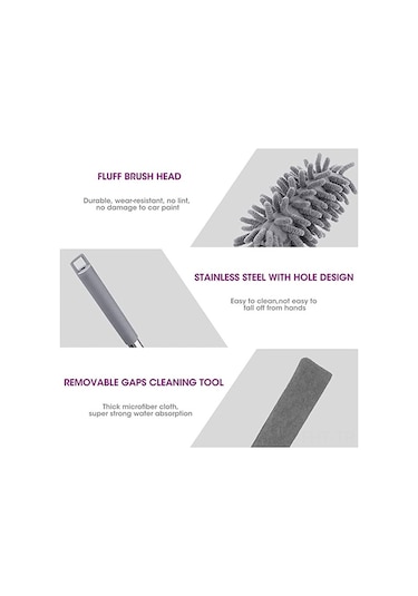 Hangfox "3 Başlı Süper Uzun Teleskopik Toz Bezi Seti - Tavan, Mobilya Ve Araç Temizliği İçin"