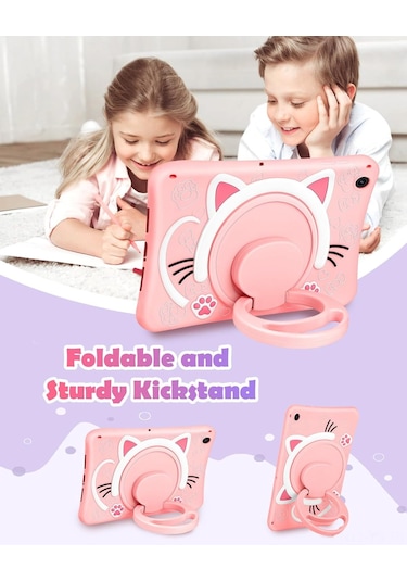 Yunboo Samsung Galaxy Uyumlu Tab A9 Plus 11" İçin Pembe Silikon Kılıf: Döner Tutucu Ve Askı İp'i İle Esnek Koruma