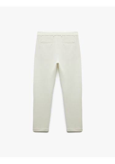 Koton Waffle Dokulu Cep Detaylı Kancalı Slim Fit Pantolon Beyaz 5sam40027hk Beyaz