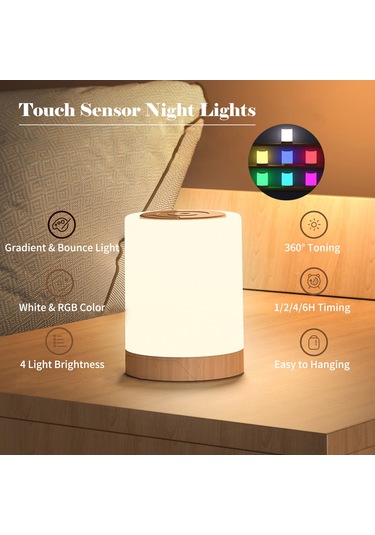 Moveevo Rgb Dokunmatik Mutfak Lamba, Zamanlayıcı Ve Usb Şarjlı, Ev Odası Ambiyans Aydınlatması, 7 Renkli Ve 3 Parlaklık Modu, Yatak Odası Dekorasyonu Beyaz