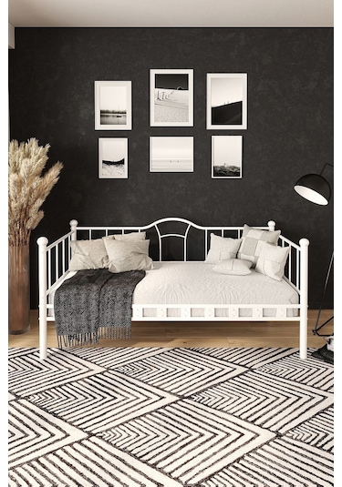 Argimo Kamelya Beyaz Sedir Metal Karyola 90 x 190