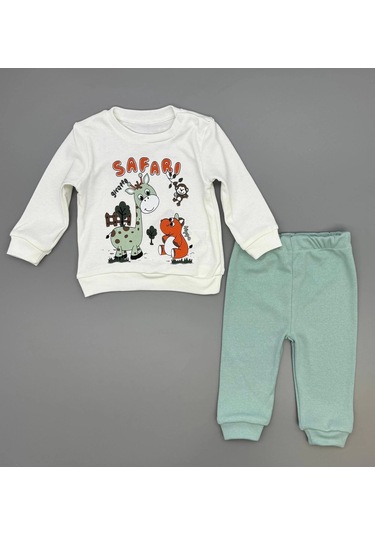 Erkek Bebek Safari Baskılı Alt Üst İkili Gündelik Takım Yeşil