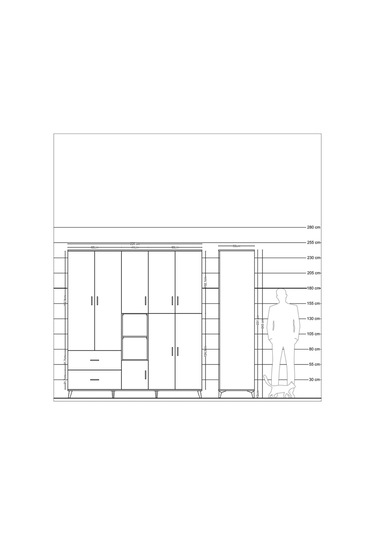 Kronos Dolap 12 Raflı 2 Çekmeceli Tek Askılı 220x59x243 Aytaşı-çam/çam Atlas Çam/atlas Çam
