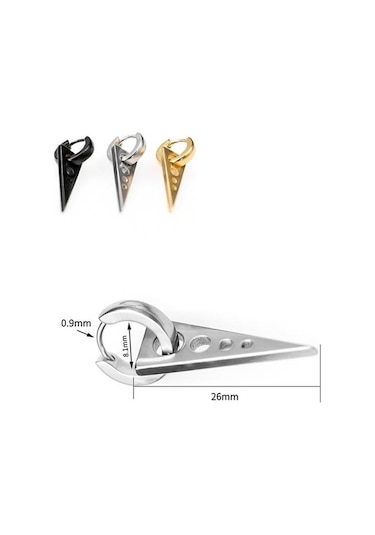 Gümüş Erkekler İçin İçi Boş Üçgen Paslanmaz Çelik Halka Küpe Gümüş
