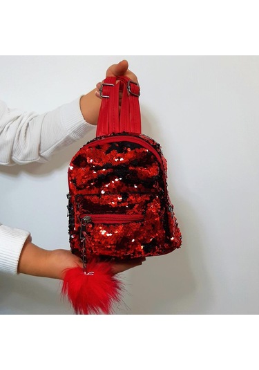 Fiyra Crn Kırmızı Pullu Kız Çocuk Sırt Çantası 16cmx20cmx10cm 001