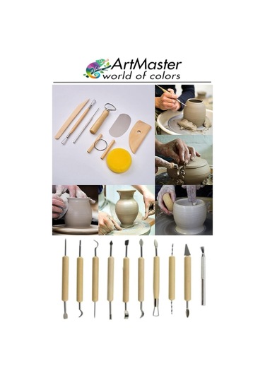 Seramik Kil Çömlek Şekillendirici 11 Parça Ahşap Saplı 1 Paket Oyma Ve Temizleme Modelaj Seramik Seti