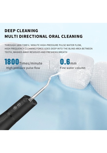 Samdoo Ev Ve Taşınabilir Elektrikli Diş Temizleyici, 1100mah Li-pil, 5 Temizlik Modu, 4 Ağız Damlaticısı, 400ml Su Tankı, Ipx7 Su Geçirmez Siyah Çok Renkli