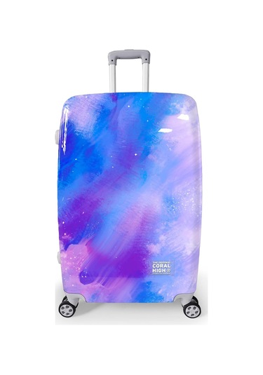 Coral High Renkli Desenli Pc Büyük Boy Valiz 70cm 16838 Mor