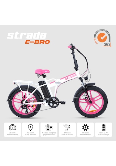 Strada E-bro 20 Jant Elektrikli Bisiklet Pembe