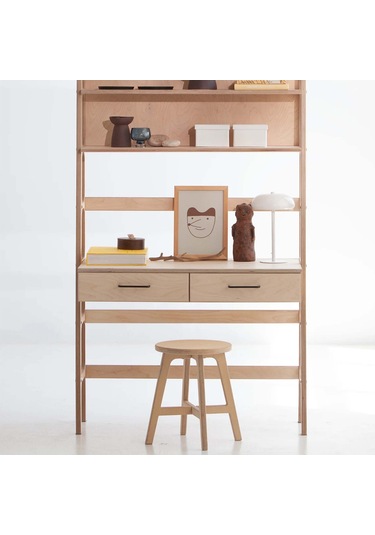 Woodesk Cosmos Ahşap Çalışma Masası Ve Kitaplık, Natural Renk Naturel