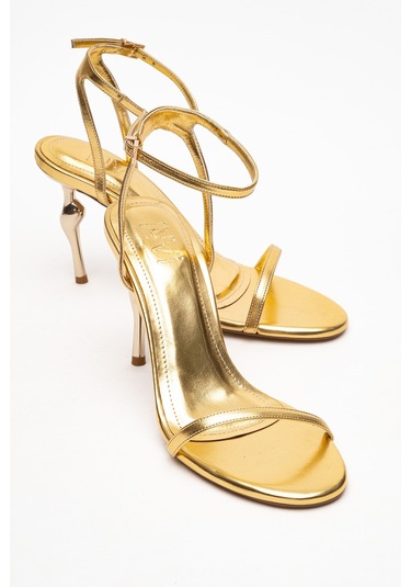 Jasmin Altın Cilt Tek Bantlı Kadın Topuklu Ayakkabı Altın