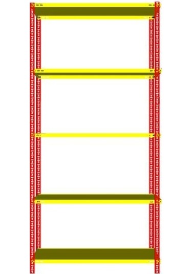 Sarı Kırmızı Taraftar Rafı - Taraftar Rafları 43x75 Cm-1.00 Mm-200 Cm Galvaniz