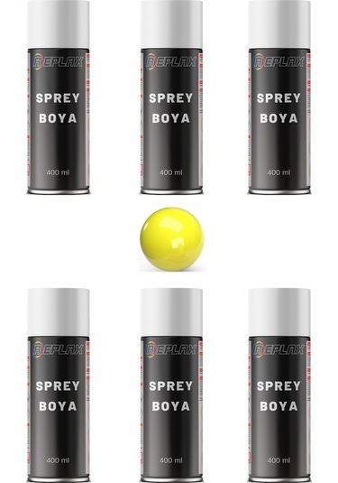 6 Adet Ral 1018 Çinko Açık Sarı Sprey Boya 400 Ml.