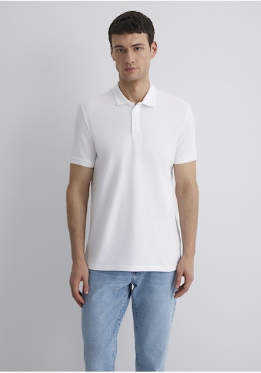 Mavi - Beyaz Polo Tişört 064946-27879 Beyaz