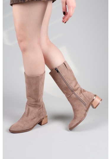 Faye Süet Yarım Çizme Vizon-8553 Vizon