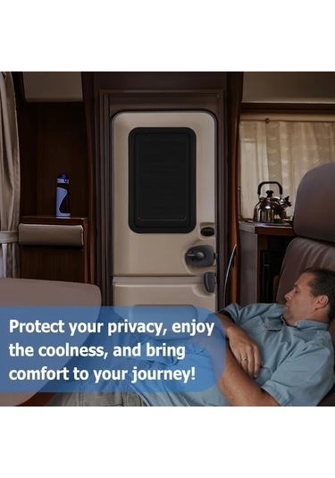 Trendooze Cloud011 Siyah Alüminyum Kumaş Karavan Kapı Stor Perde 12x21 Inch Güneşlik Kapı Koruma Siyah