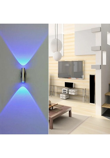 Monyee Alüminyum Led Duvar Lambası İki Ayna 2w Mutfak/bar Işığı Mavi Isık 176-265v 50.000 Saat Mavi