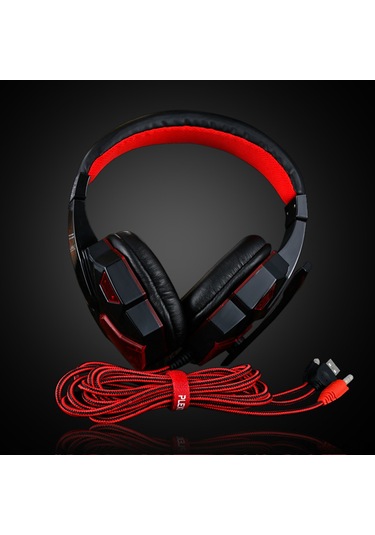 Vkemall Oyuncu Kulaklığı, 40mm Stereo Ses, Gürültü Engelleme Mikrofon, Usb+3.5mm Bağlantı, Soluk Işık Efekti, Siyah+mavi