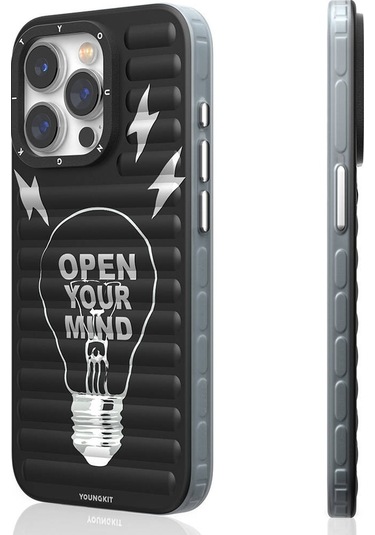 İphone 15 Pro Max Uyumlu Kılıf Magsafe Şarj Özellikli Youngkit Open Mind Serisi Kapak Siyah