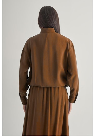 Taba Mizalle İp Büzgülü Torba Cepli Modal Karışımlı Camel Ceket CAMEL