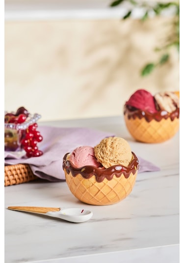 Karaca  Chocolate Chip 3'lü Kaşıklı Dondurma Kasesi